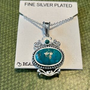 Silver and Turquoise Pendant Necklace
